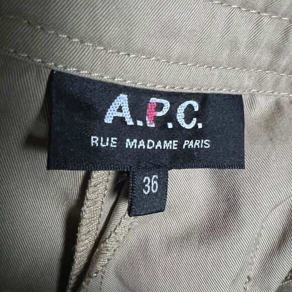 Women's A.P.C. Pleated Belted Straight Leg Khaki Pants EU 36 (US 26/27 Waist) - Picture 6 of 8